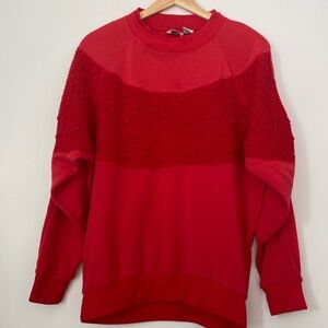 Vintage red knit panel sweatshirt